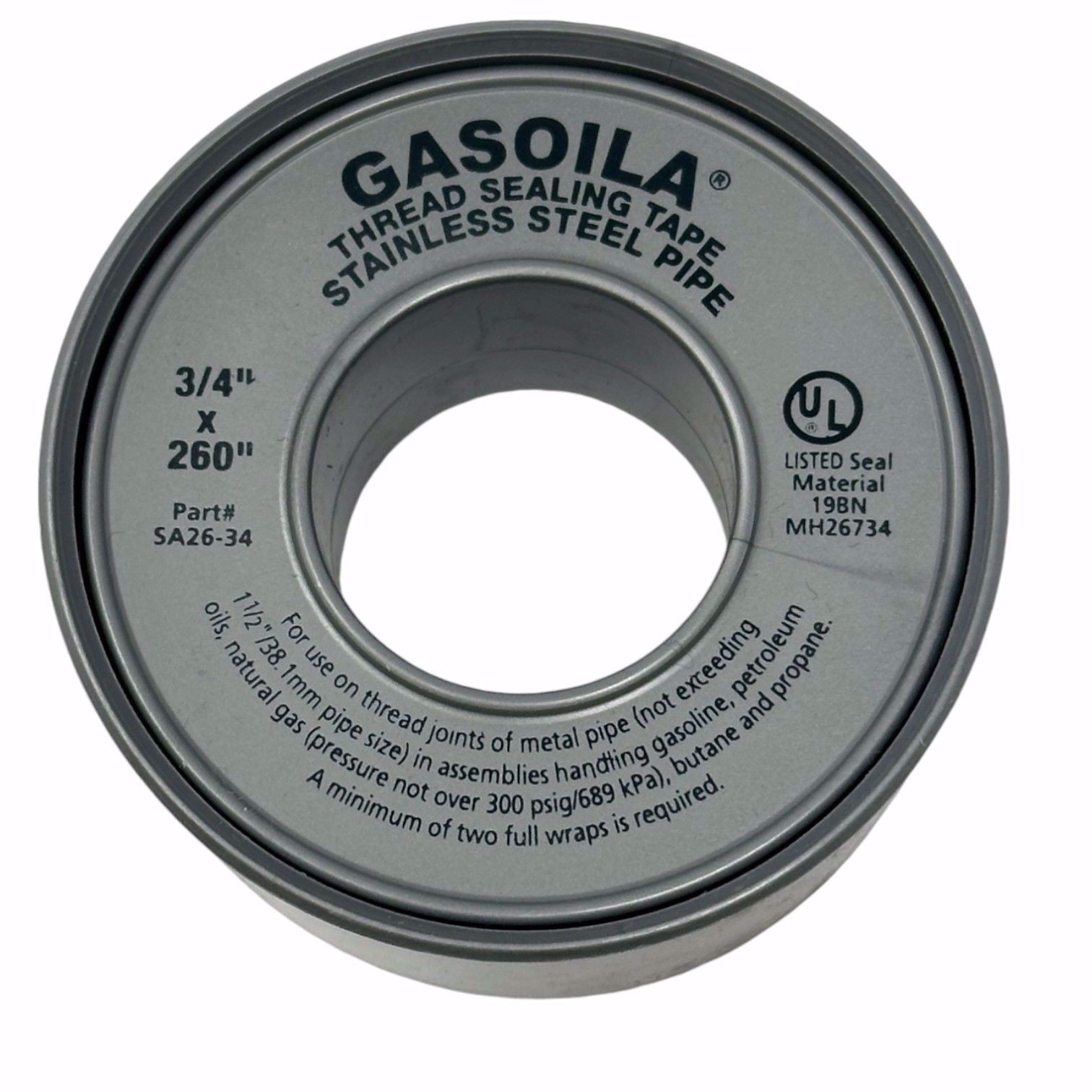 Gasoila SA26-34 Nickel PTFE Tape For Stainless Steel 3/4” x 260” -450 to +550°F