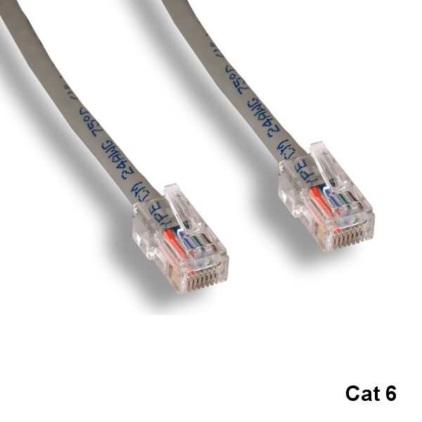 KNTK Gray 10ft Cat6 UTP Non-Booted Ethernet Patch Cable 24AWG 550MHz Networking