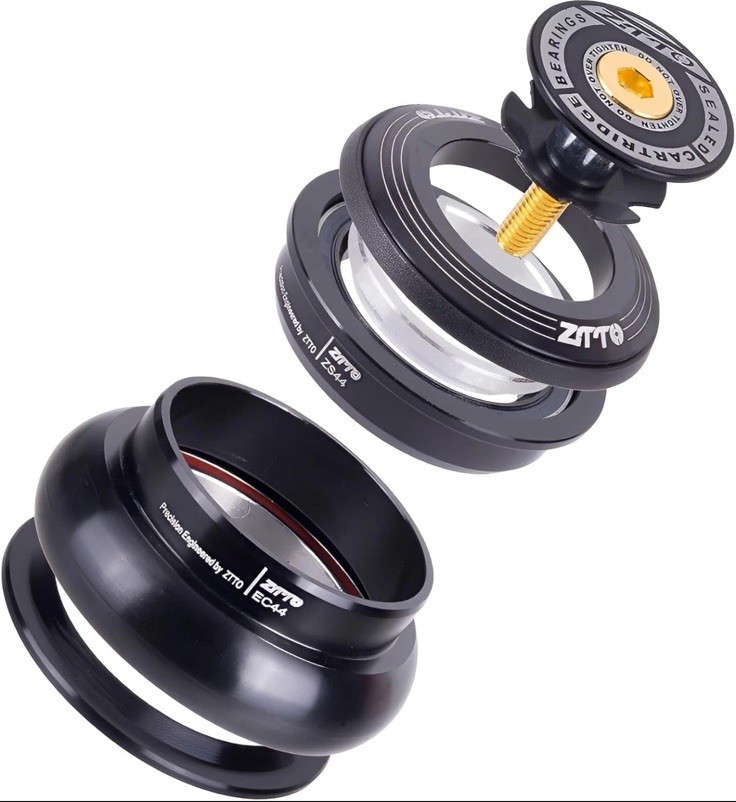 ZTTO Black MTB Bike Headset 4444S, 44mm, 28.6 Straight Tube Fork for Cycling