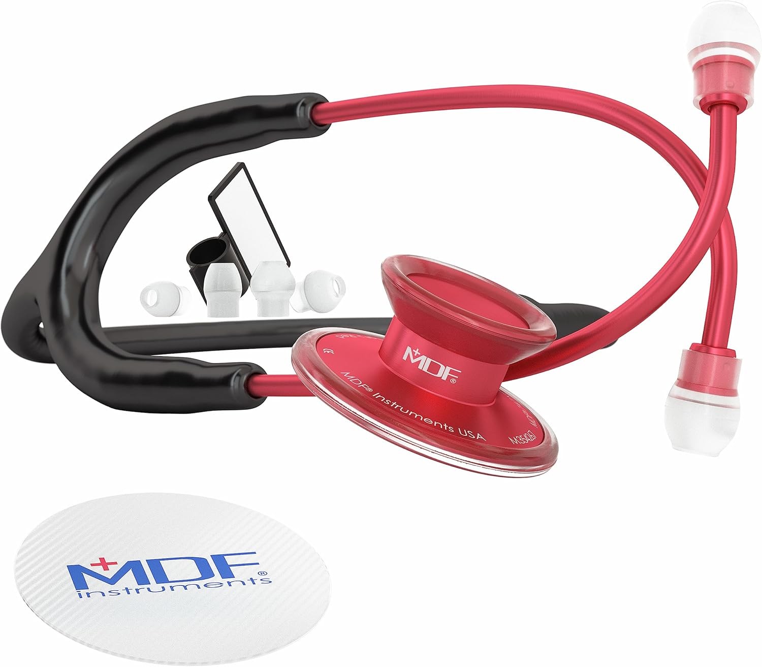 Lightweight Stethoscope Dual Head Adult Medical Nurse Doctor Black Red