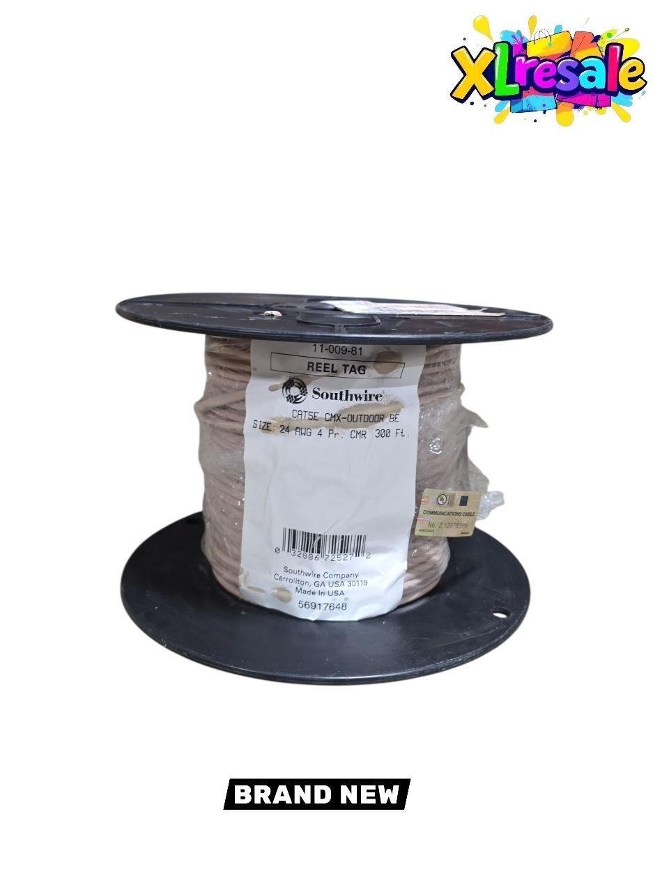 Southwire 300 ft. Tan 24/4 Solid CU CAT5e CMR-CMX Indoor/Outdoor Data Cable