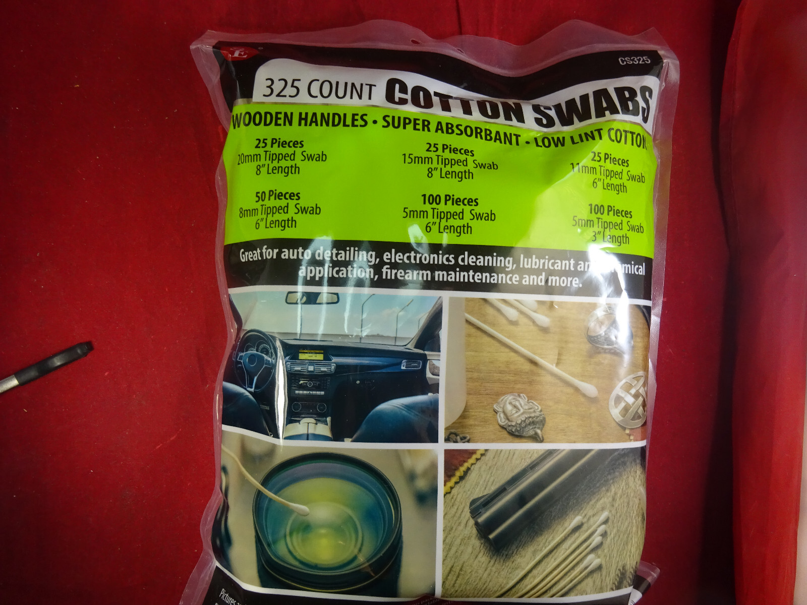 325 Count 6 Sizes Super Absorbent Low Lint Cotton Long Wood Handle Swabs