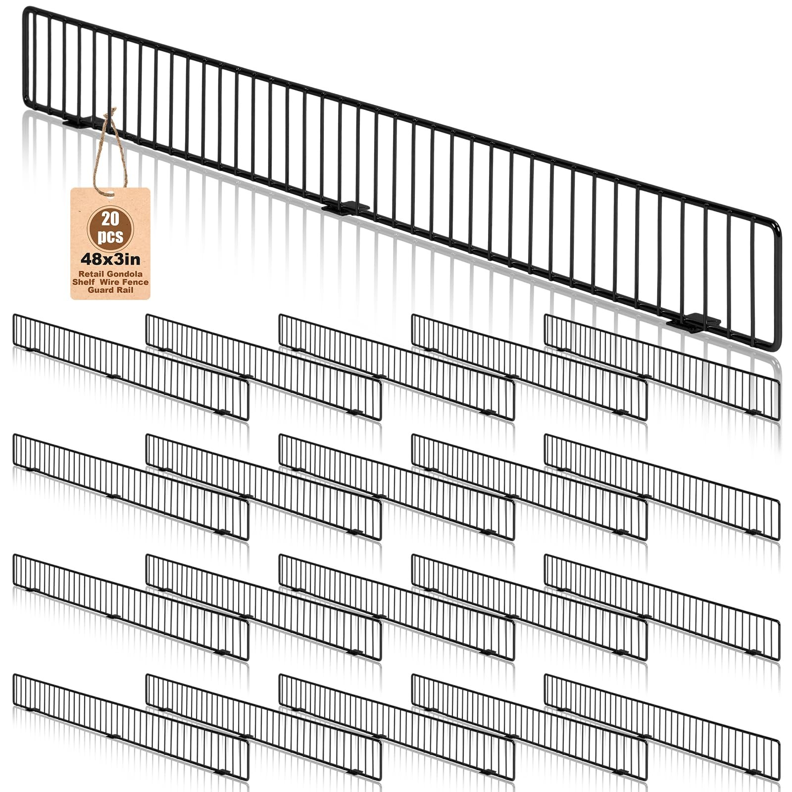 Yaocom 20 Pcs Gondola Shelf Fence 48x3'' Retail Front Wire Guard Rail Divider...