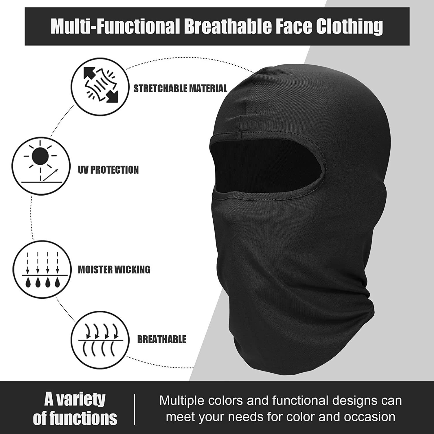 Balaclava Full Face Mask for Men Women UV Protection Ski Sun Hood Tactical Masks