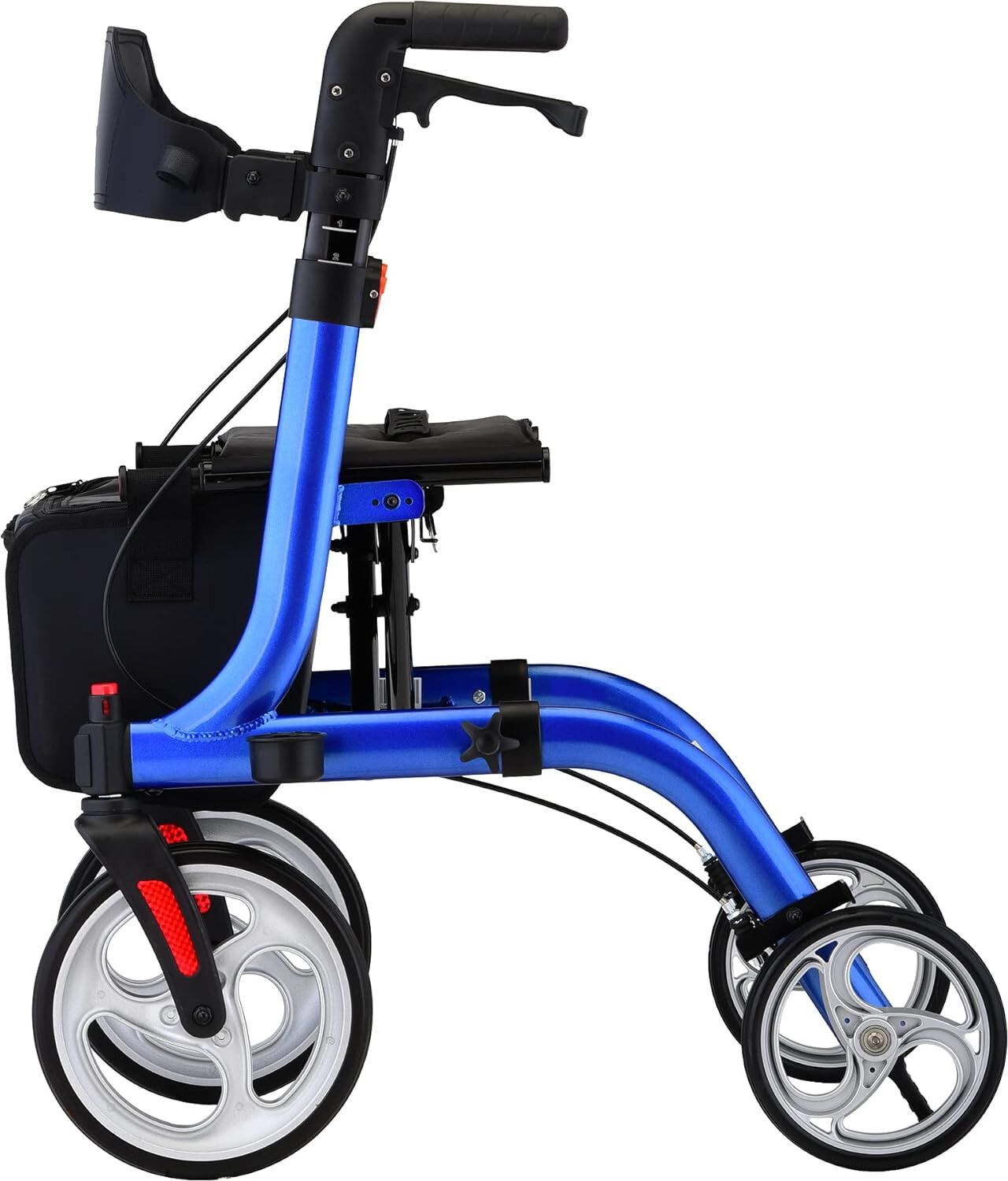 NOVA Express Rollator Walker, Large 10” & 8” Wheels, Easy Fold - BLUE, OPEN BOX