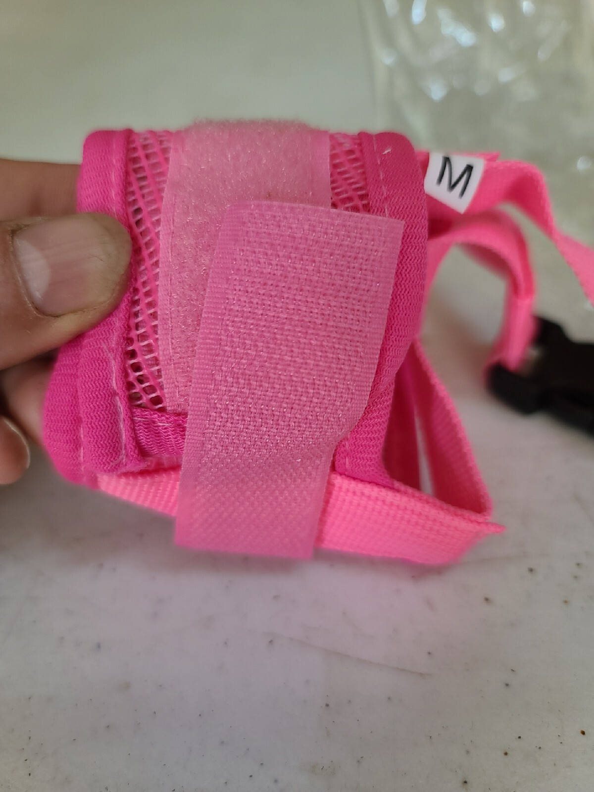 Adjustable Dog Muzzle Mouth Mesh Mask Anti Stop Bite Chewing Breathable Pink Med
