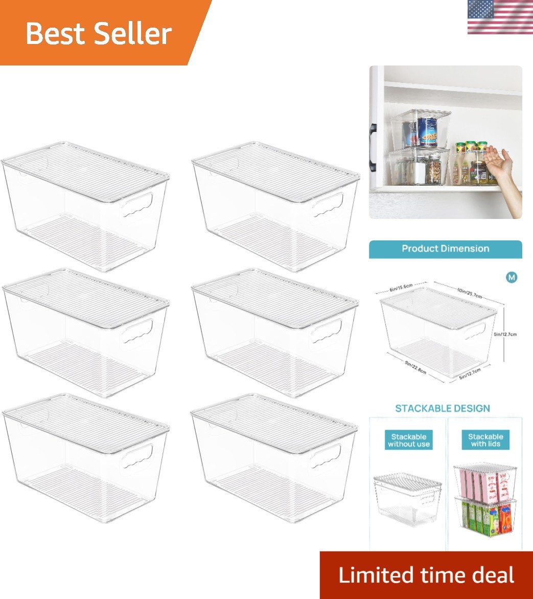 Transparent Medium Storage Bins Set | Stackable, Ideal for Kitchen & Bathroom