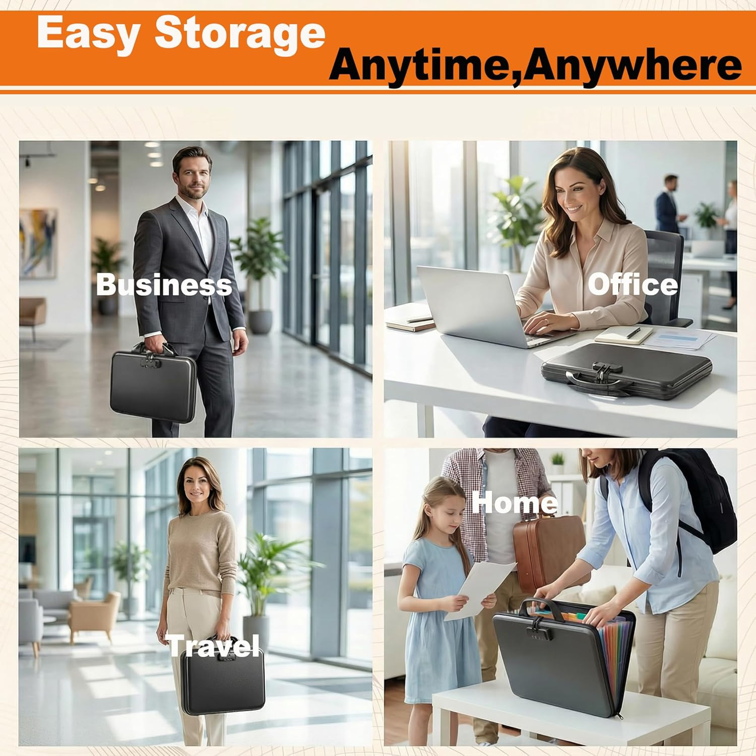 Fireproof Document Organizer with Lock, Rigid EVA File Box with 13-Pocket Accord