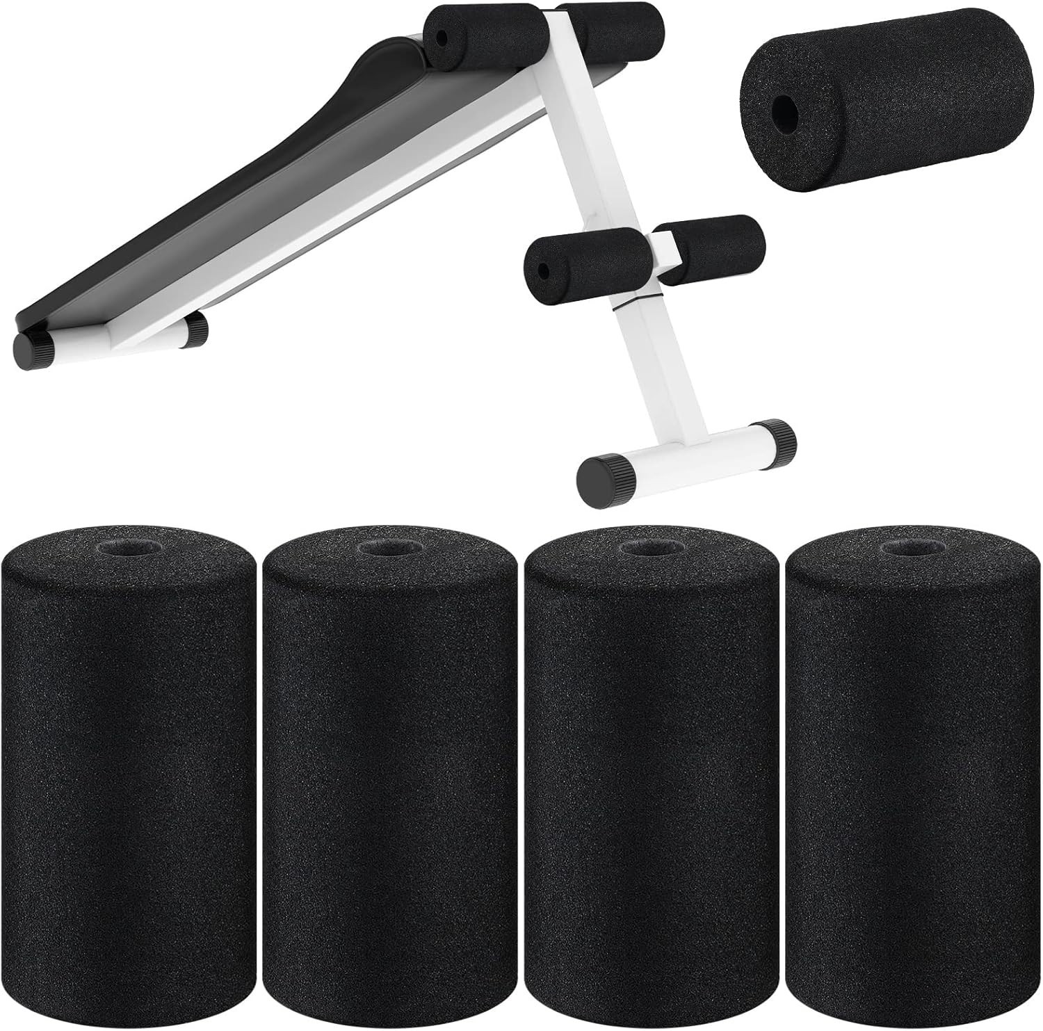4 Pcs Foam Foot Pad Rollers Buffer Tube Cover for Exercise Machine Home Gym E...