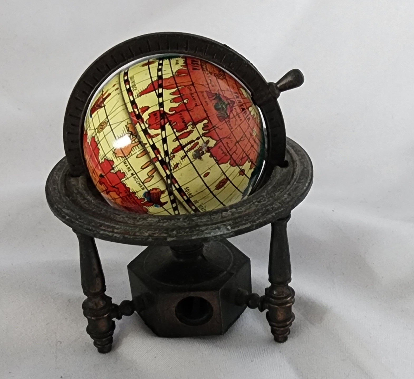 Vintage Globe Metal Pencil Sharpener Collectible