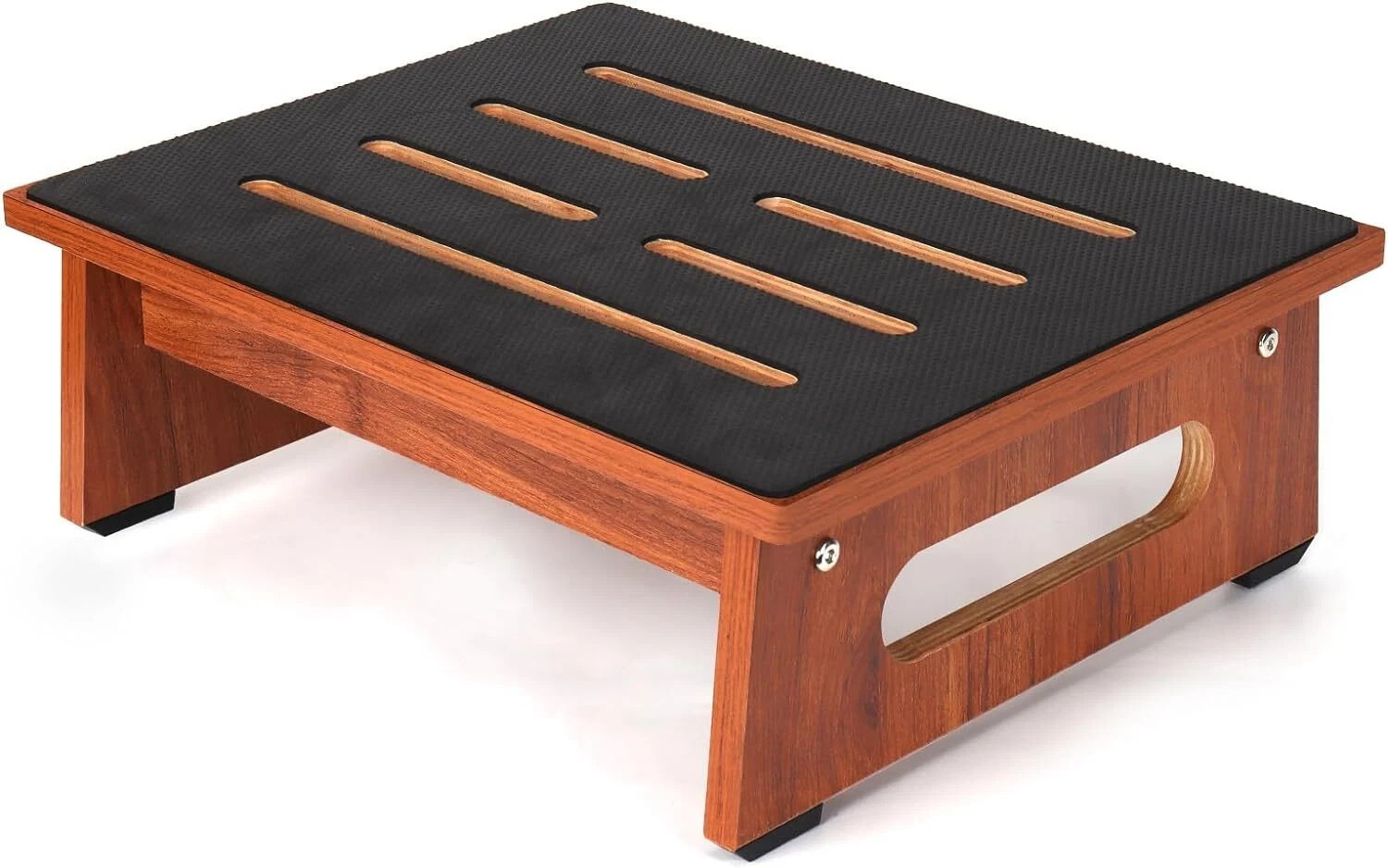One Step Stool for Adults Seniors with Non-Slip Rubber Stepping 5.3in, Brown