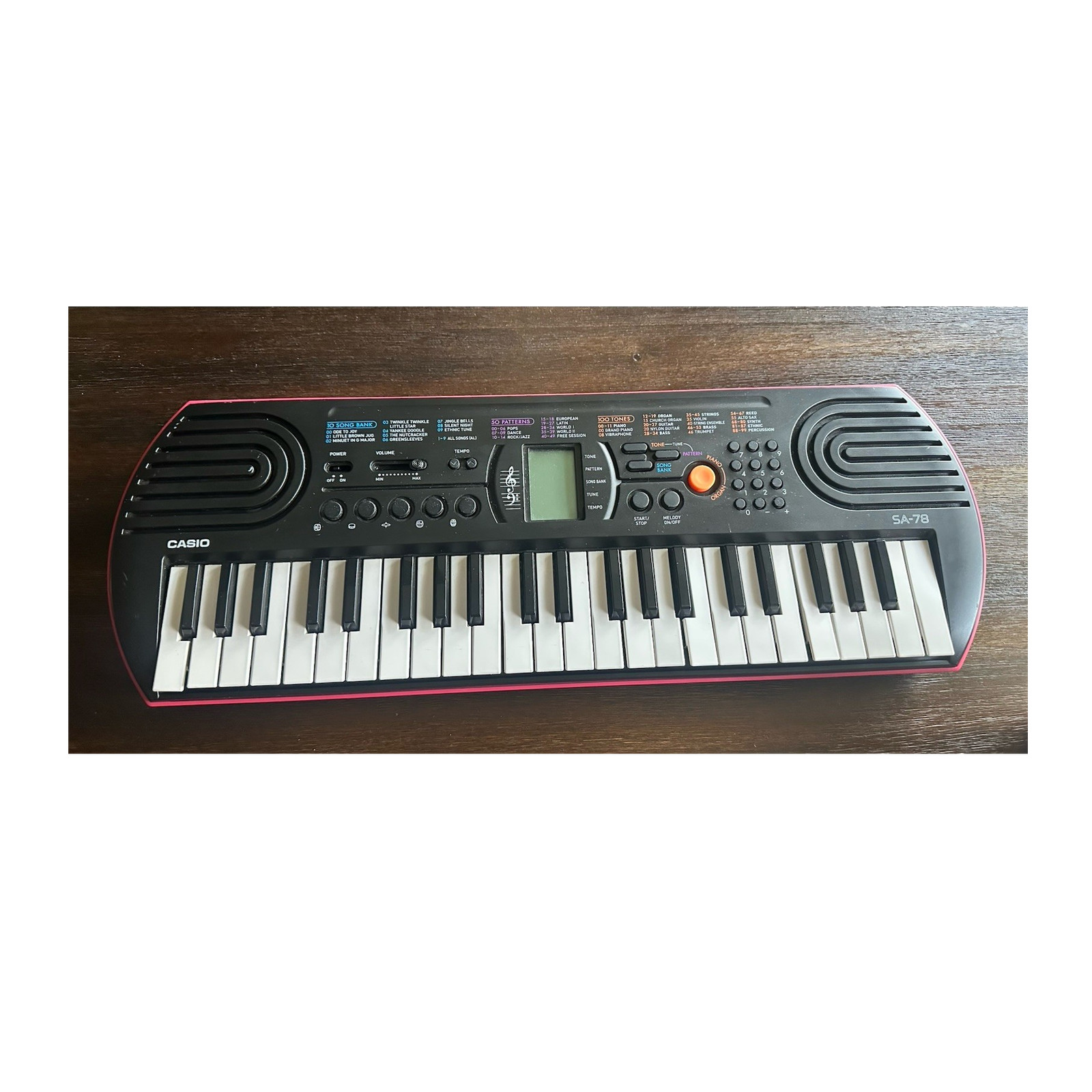 Casio SA-78 44-Key Electronic Keyboard Black Pink Battery Powered Speaker
