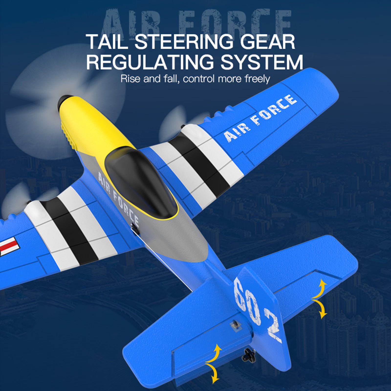 3Channel P51 Remote Control 2.4Ghz 6Axis Stabilizer Airplane Toy With 2Batteries