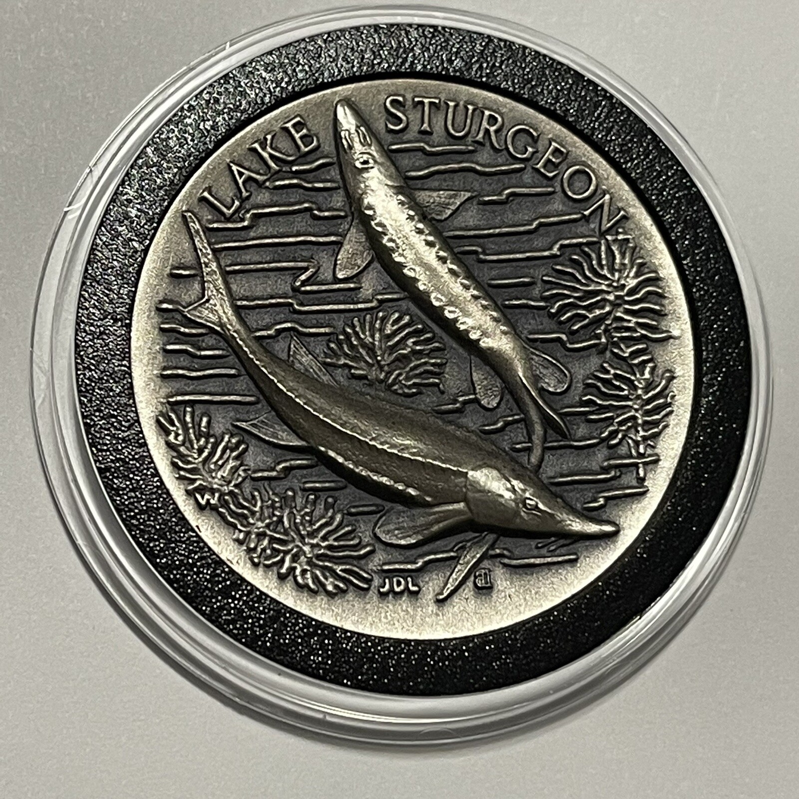 Lake Sturgeon 36.1 Grams Sterling 92.5% Silver Rare Coin Round Medal .925 Fine