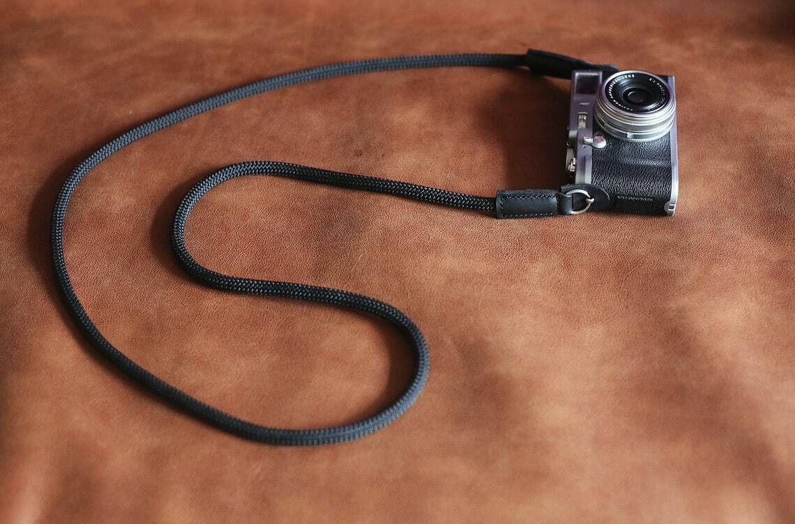 8mm black climbing rope handmade camera neck strap