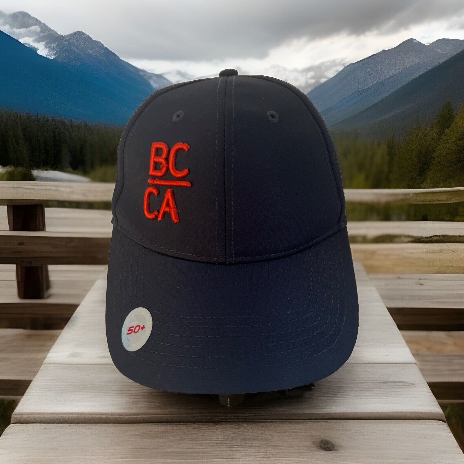 Bidwell Canyon BC/CA in Red on Navy Hat Cap 50+UPF Breathable Fahrenheit Brand