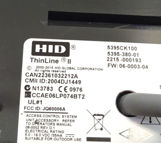 HID ThinLine II 5395CK100 Wall Switch Reader 5395-380-01 CAN22361032212A