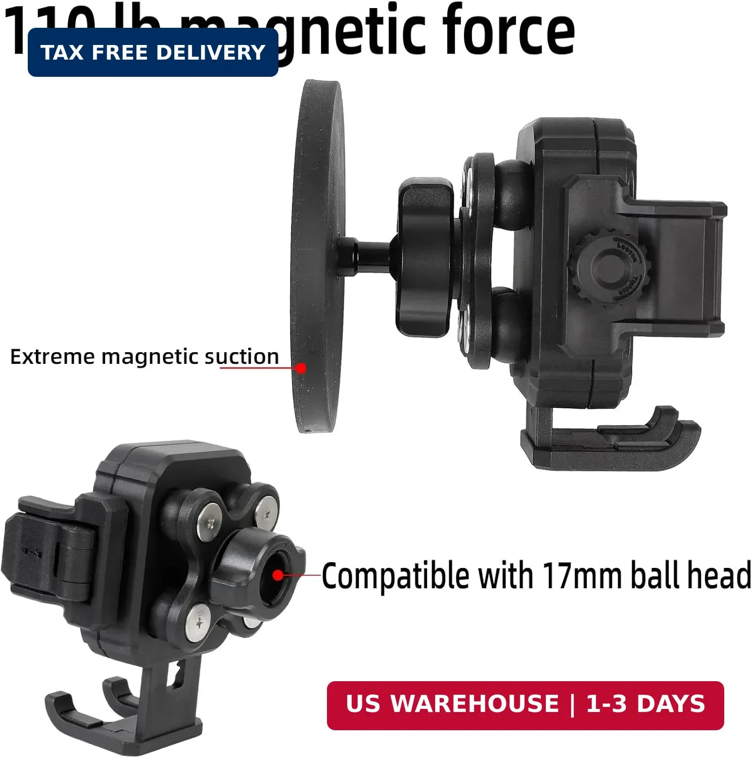 Magnetic Motorcycle Phone Mount: 88 lb Strong Magnetic Pull for Gas Tank, Heavy-