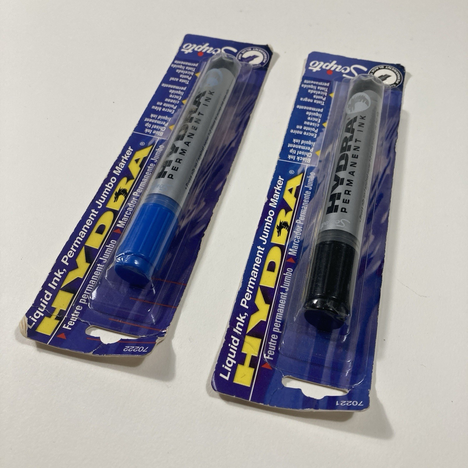Scripto Hydra Liquid Ink Permanent Jumbo Markers Blue Black 2002 NIB