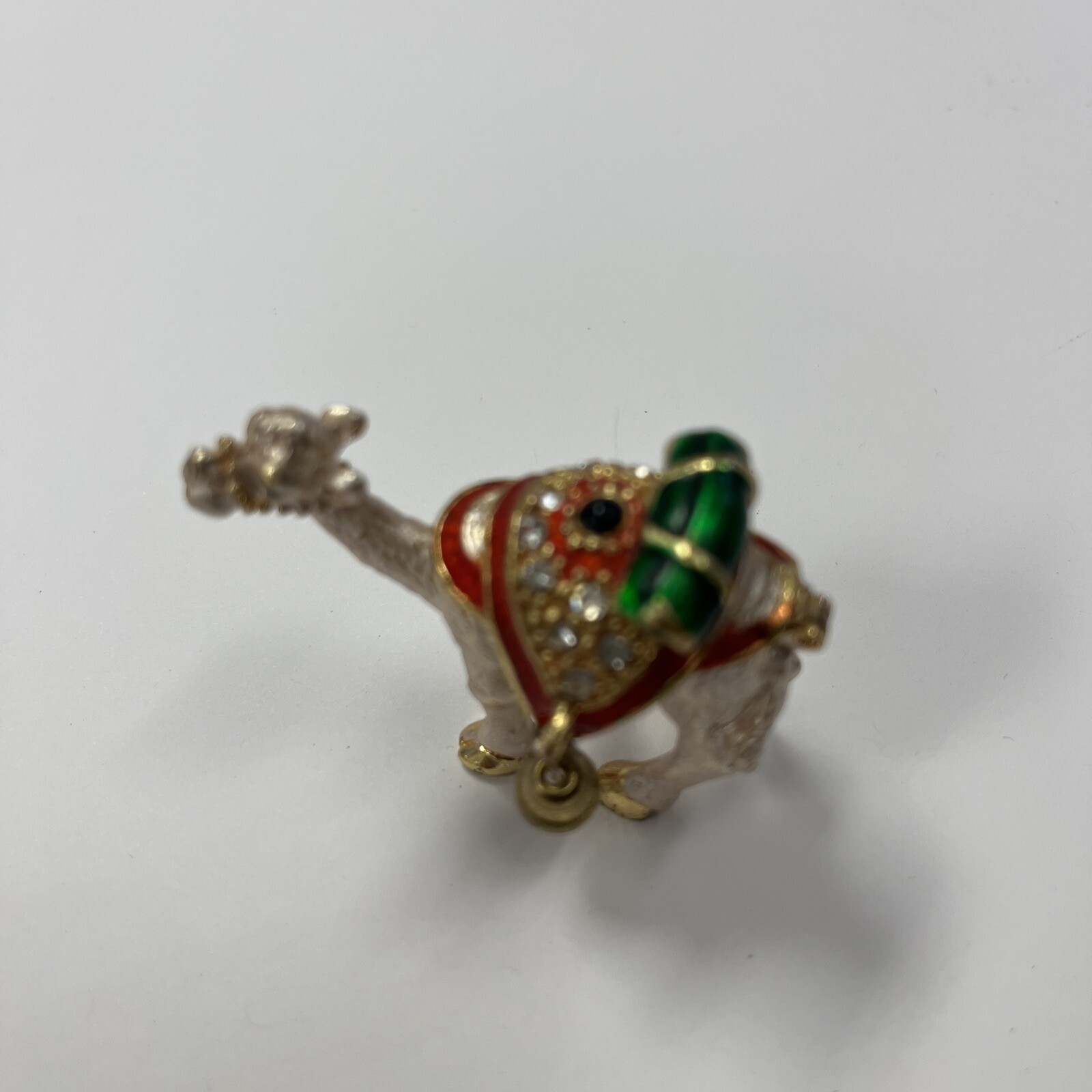 Metal Enamel Painted Rhinestone Jeweled Camel Hinged Trinket Box Magnetic Clasp