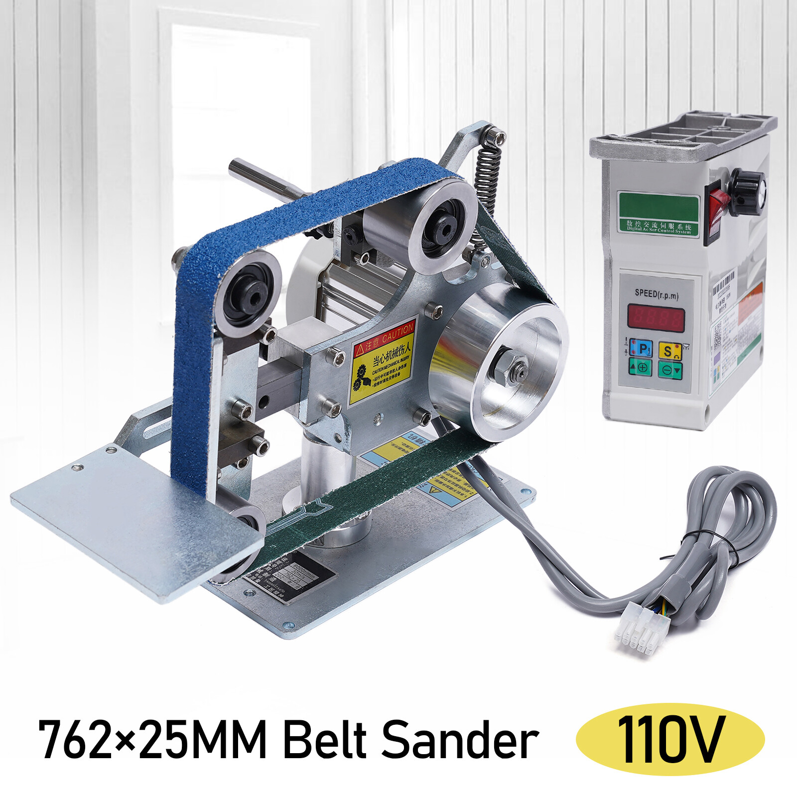 110V 550W 1x30"Belt Sander + Motor Polishing Sharpener Fixed Angle Grinder Tool