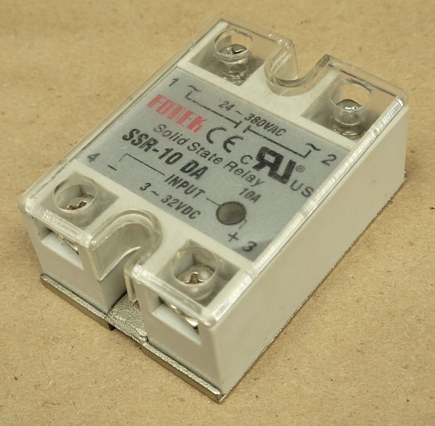 FOTEK SSR-10 DA SOLID STATE RELAY, 24-380VAC, 3-32VDC, TH0627