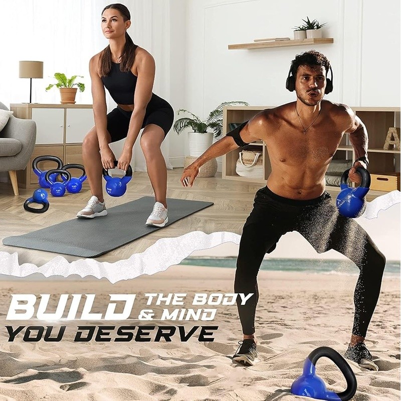 High Quality Cast Iron Kettlebell Flat Bottom Durable Handle Strength Training