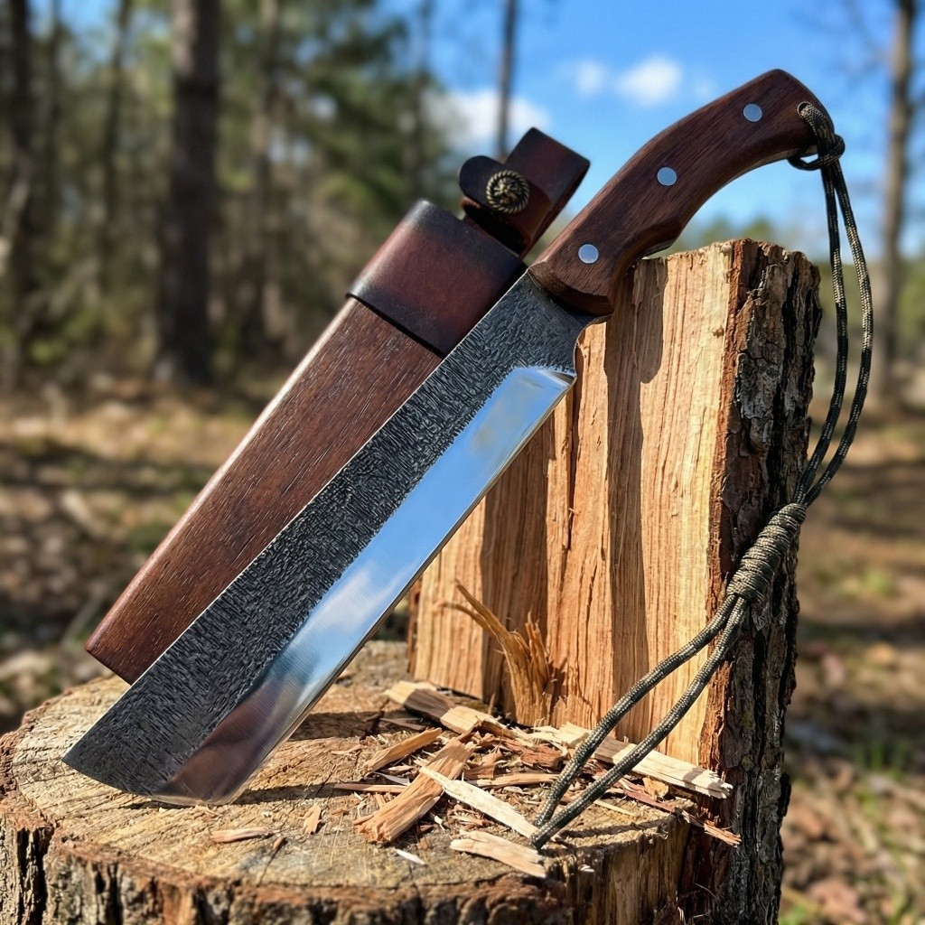 High Carbon Steel Machete Full Tang Cutting Knife with Sheath for Camping Hiking