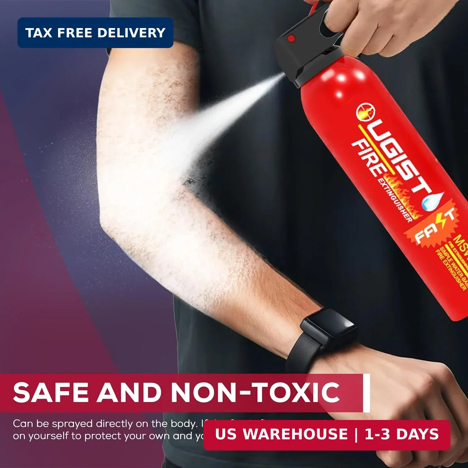 Multipurpose Fire Extinguisher (4 Pack, 21oz Each) with Wall Mount Bracket, Wate
