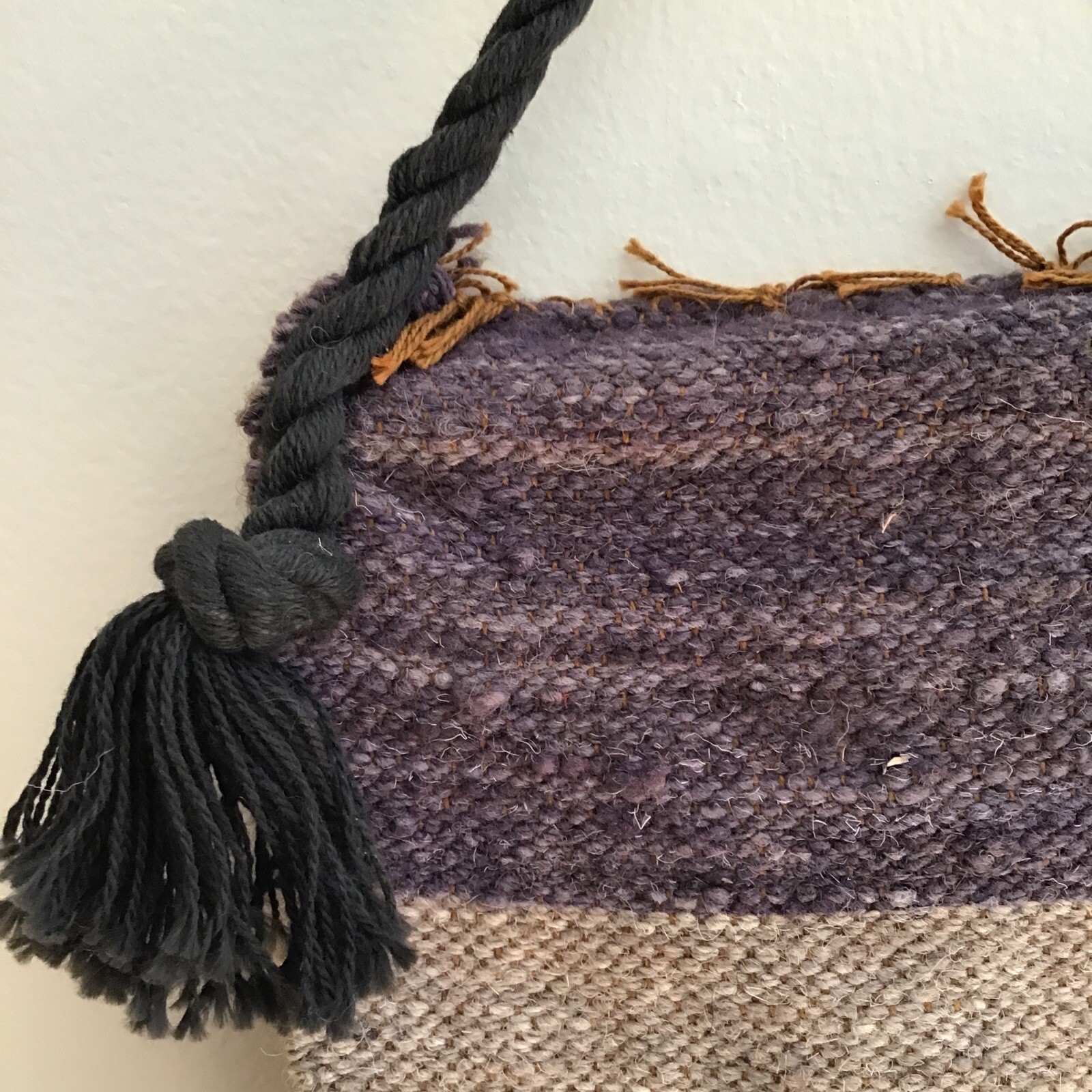 Vintage Woven Wool Tapestry Wall Hanging Peruvian Hats Braids Abstract