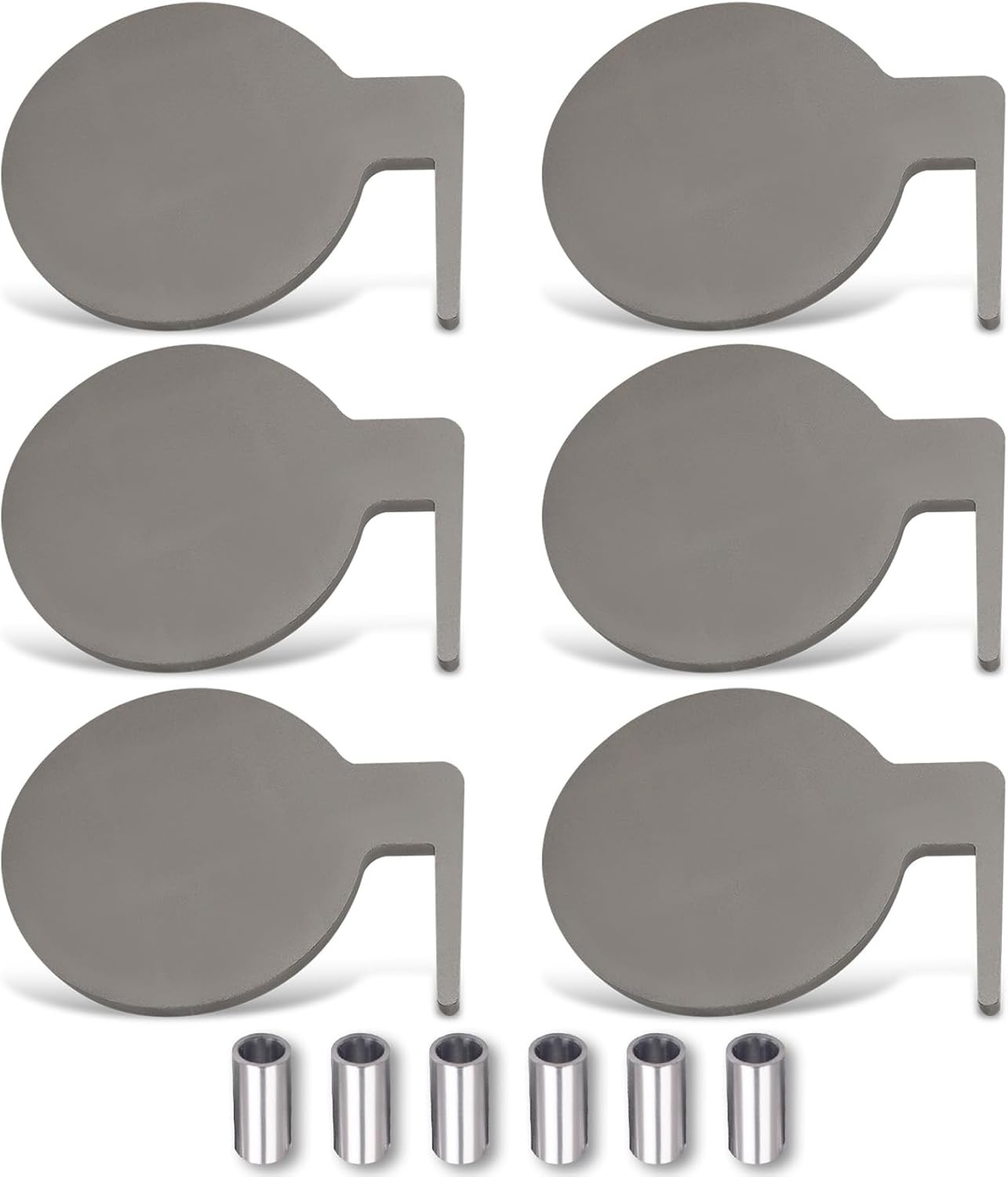 6Pcs AR500 Steel Dueling Tree Paddles - 6" DIY Shooting Targets (Grey)
