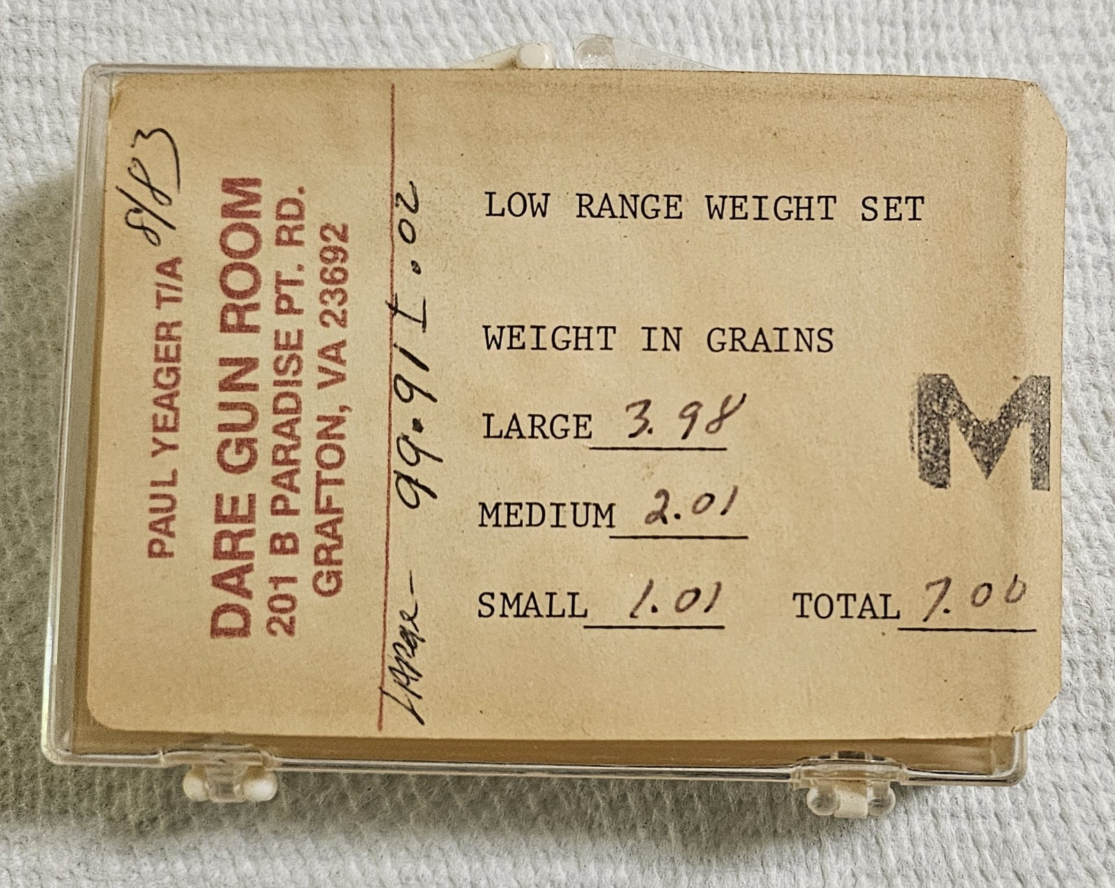 Vintage 7 Grain Weight Set - Low Range Weight Set for Reloading