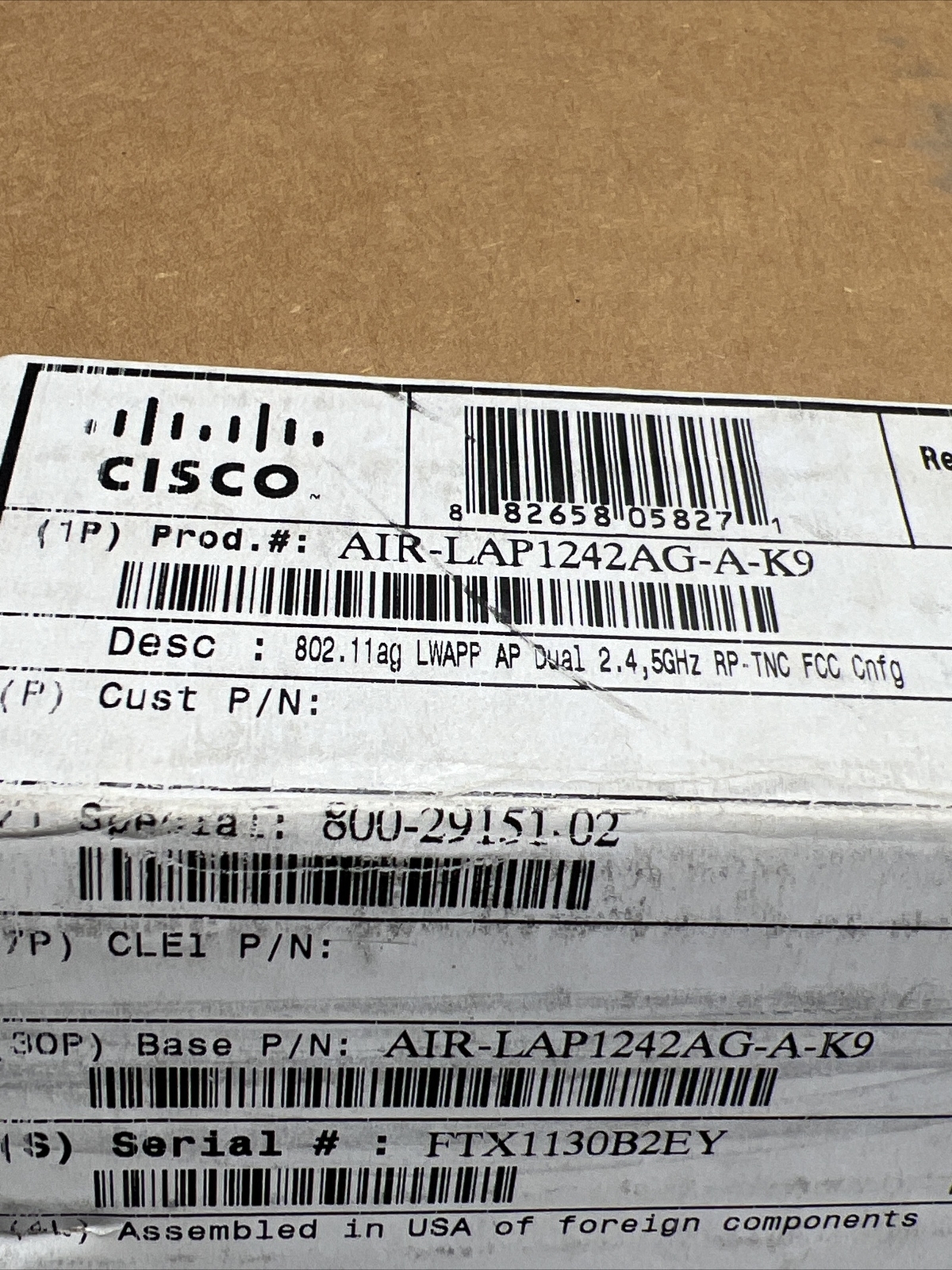 New Open Box Cisco AIR-LAP1242AG-A-K9 - Wireless