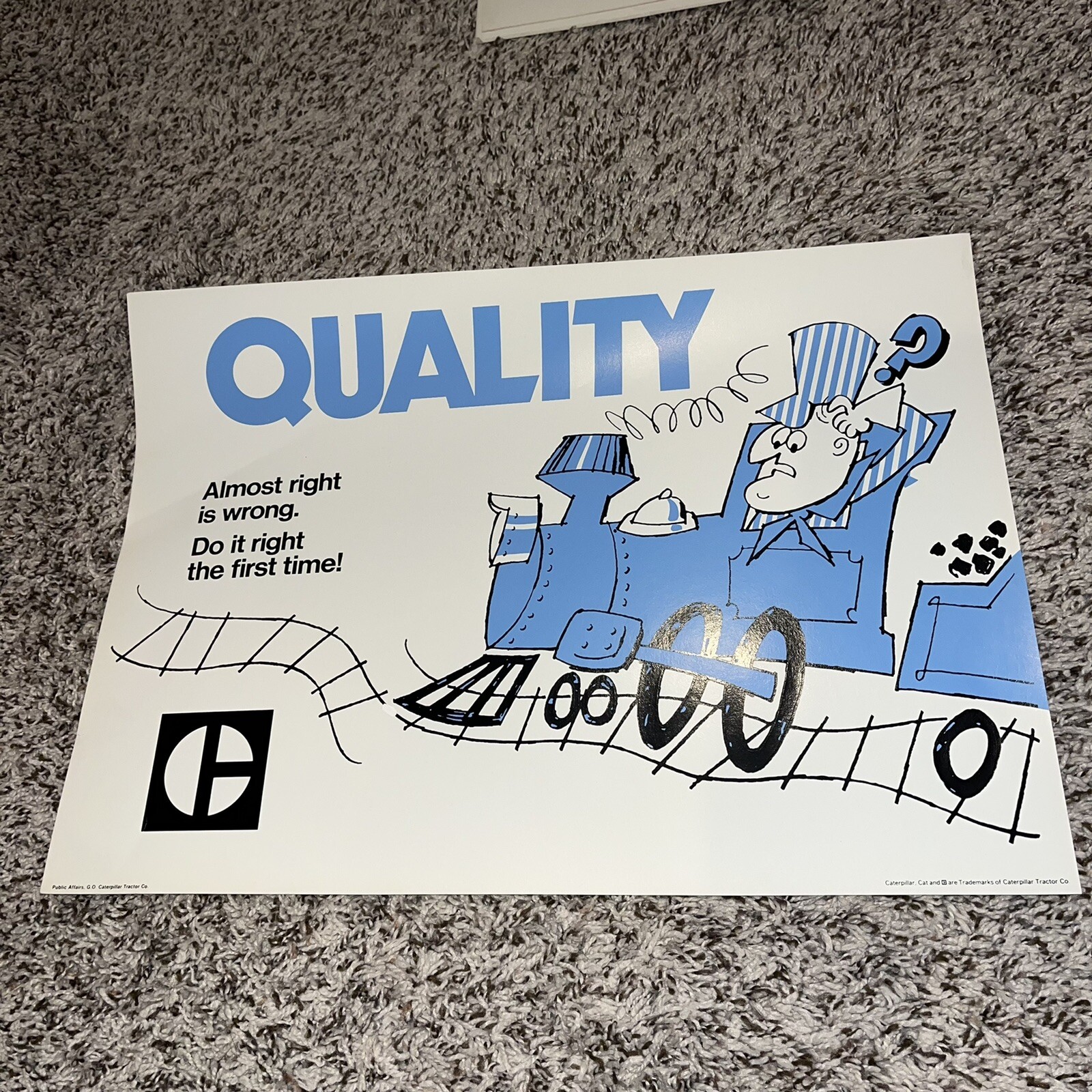 Vintage CAT Sign NOS - Union Worker Morale Poster - Quality - Train Locomotive