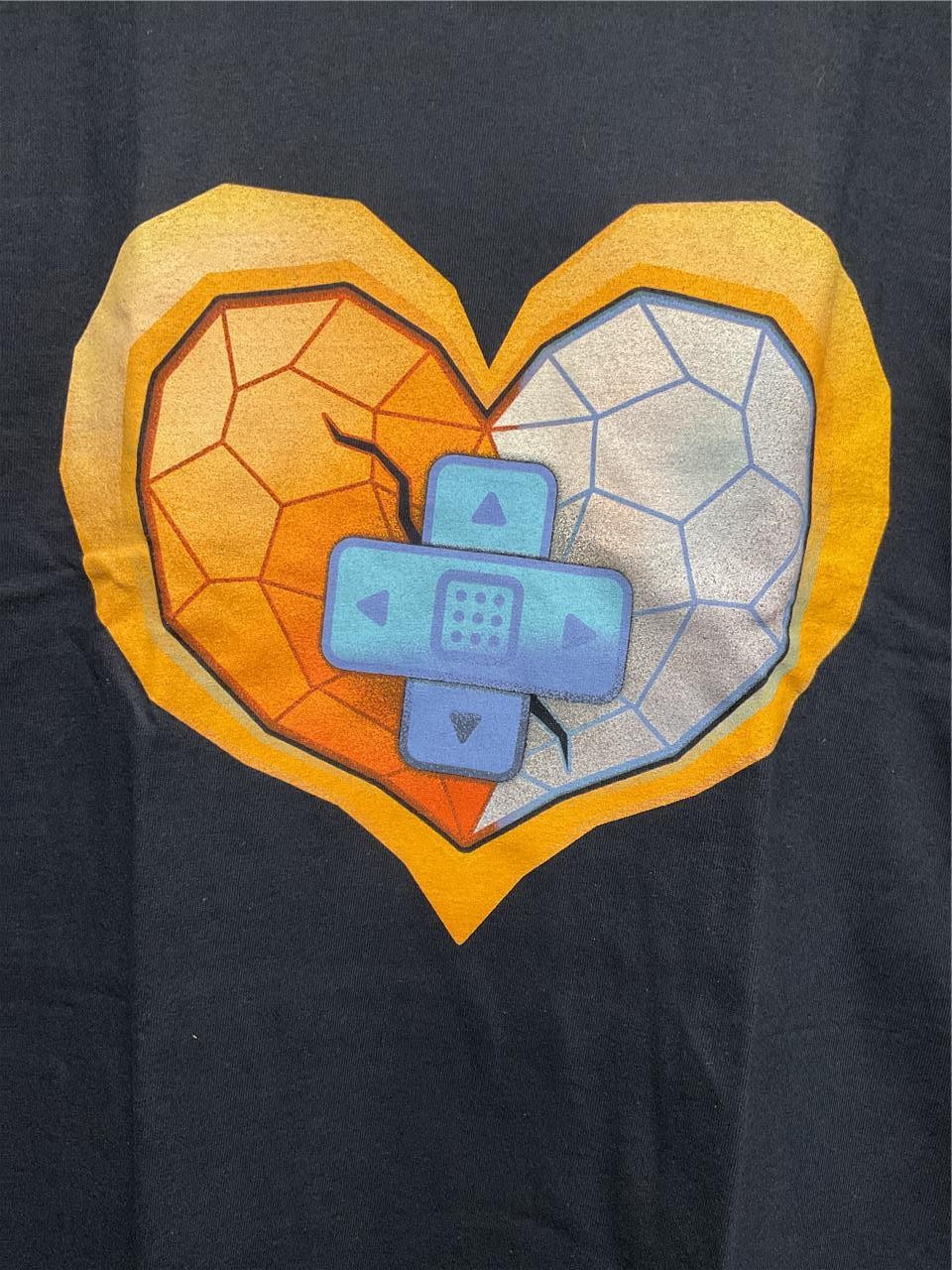 TeeFury Heart LARGE Band Aids for a Broken Digital Heart BLACK