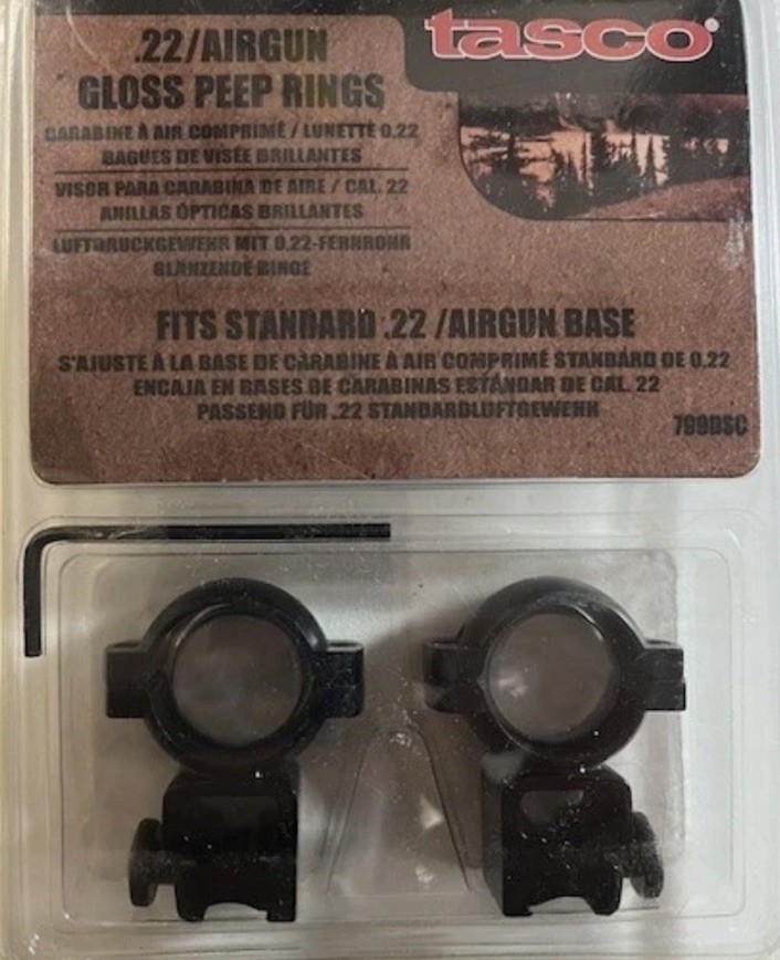 Tasco 799DSC Fits Standard .22/Airgun Gloss Peep Rings - New Old Stock - Sealed
