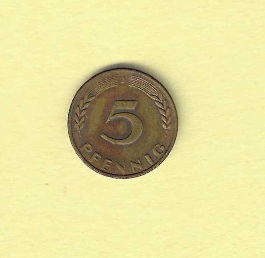 1950J German 5 Pfennig VF.30