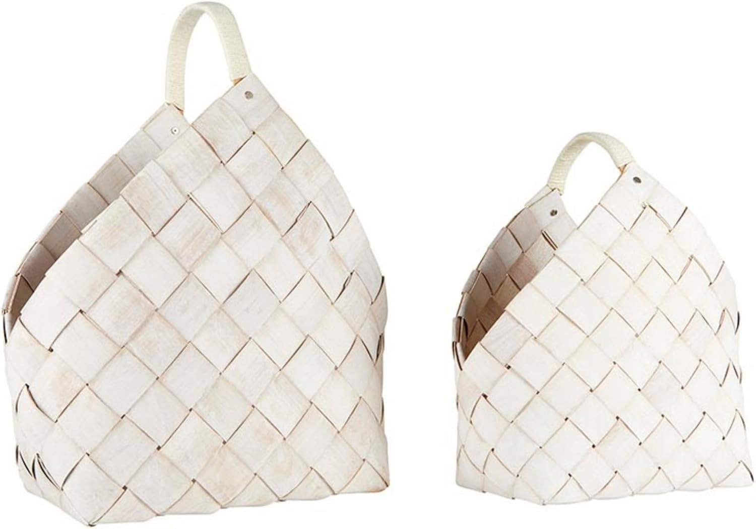 Wood Woven Storage Baskets with Handles Nested Baskets for Home Décor, Set of 2,