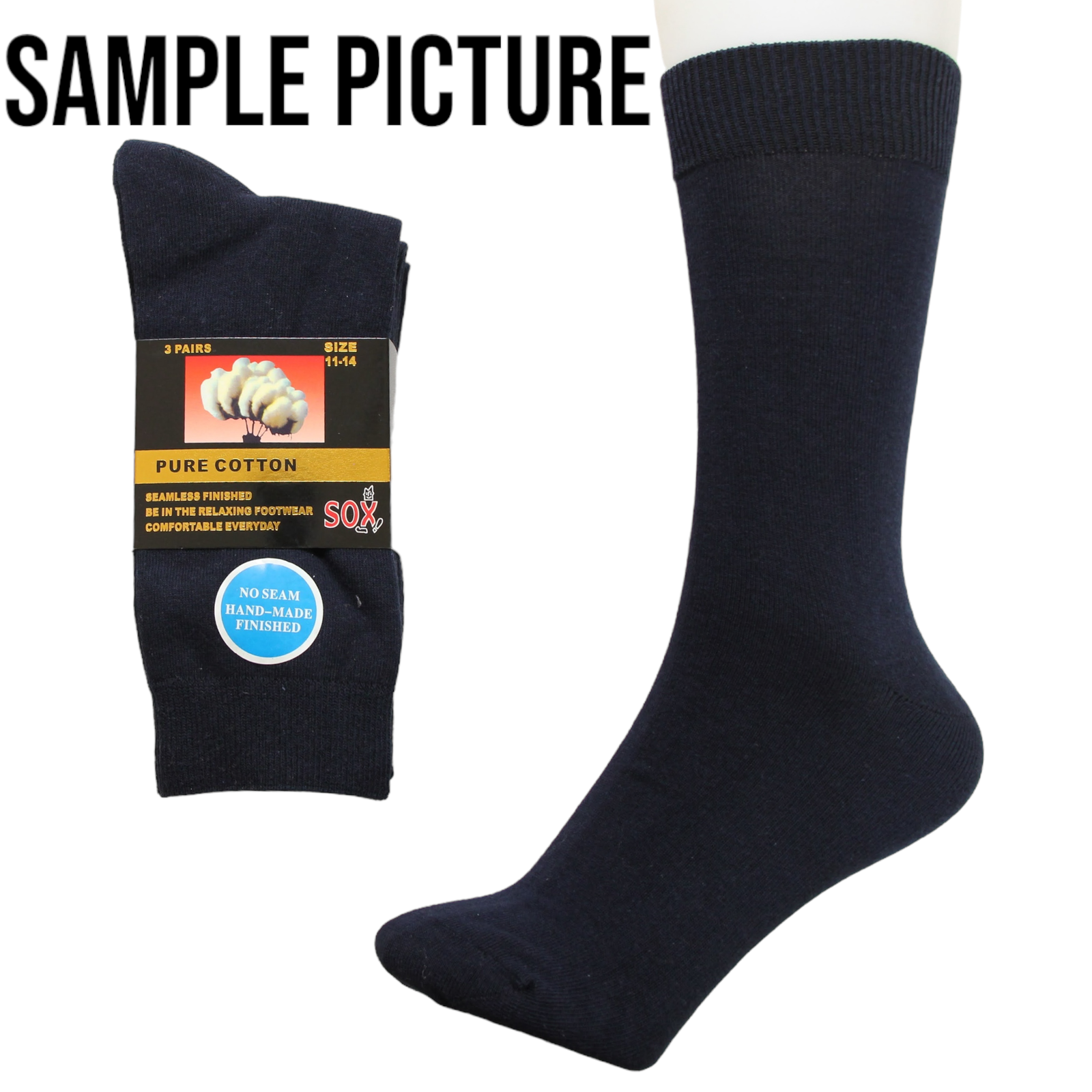 6 Pairs Grey Pure Cotton Seamless Crew Socks Casual Breathable Office Work Dress