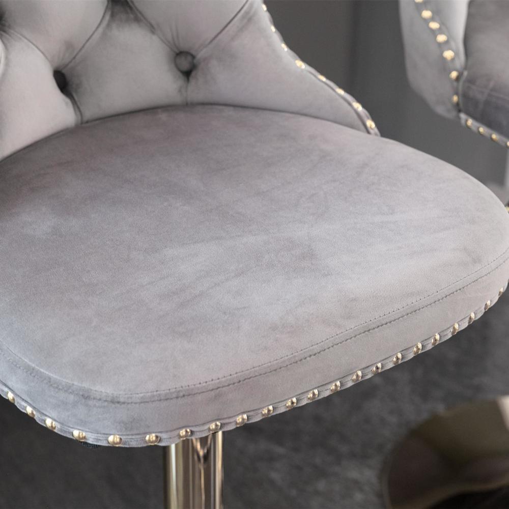 New Practical Modern Set of 2 Velvet Barstools Adjusatble Height from 25-33 Inch