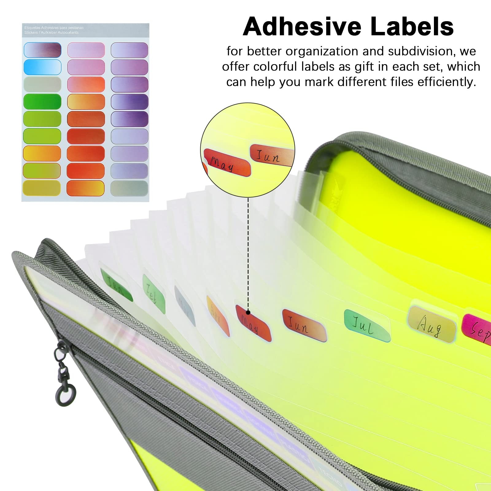 Expanding File Folder, 13 Pockets Document Organizer with Zipper, A4 Letter S...