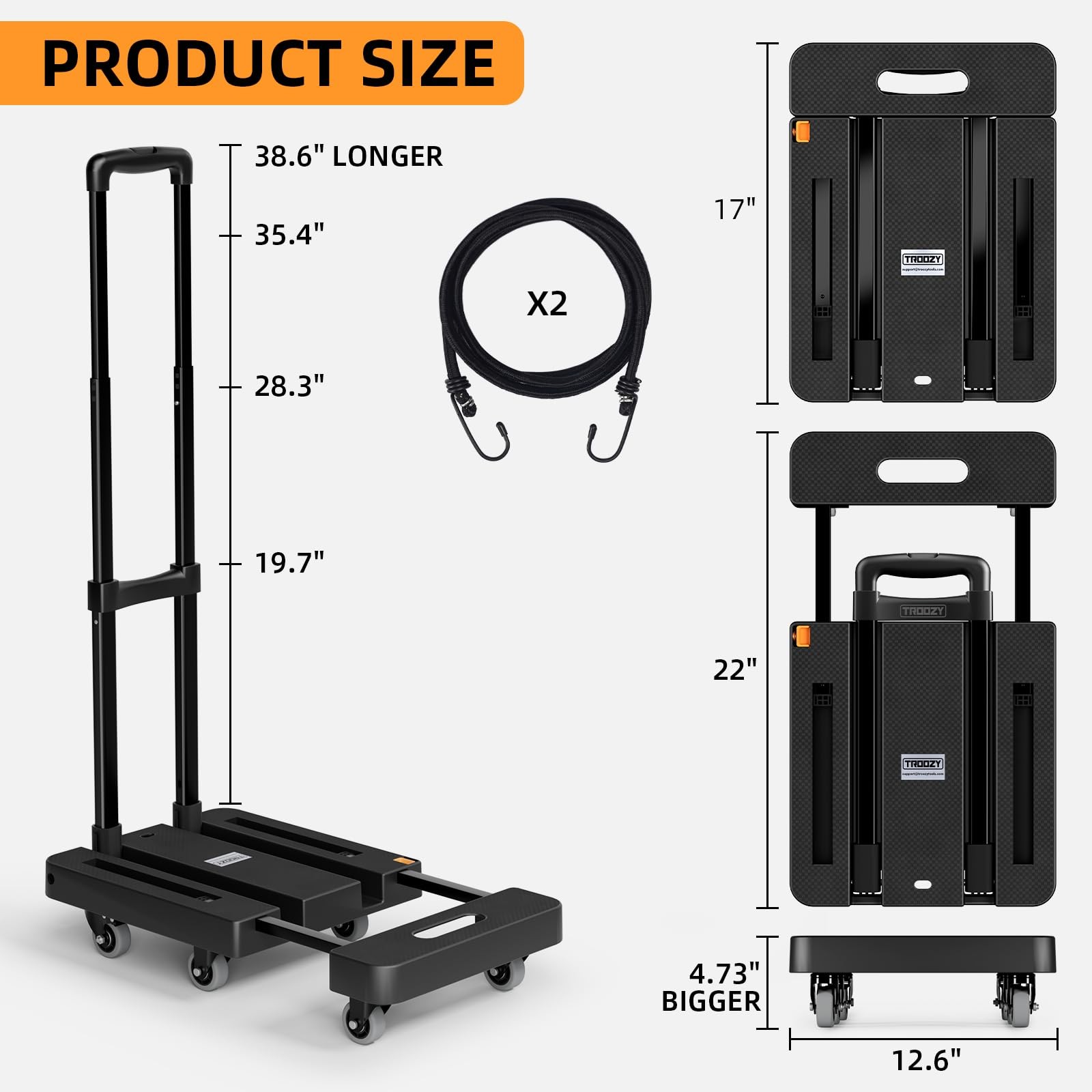 Folding Hand Truck 500 LB Heavy Duty Luggage Cart Utility Dolly Platform with