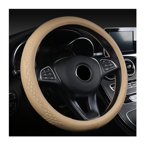 AUCELI Car Steering Wheel Cover, 14 1/2-15 inch Non-Slip Soft Breathable Beige
