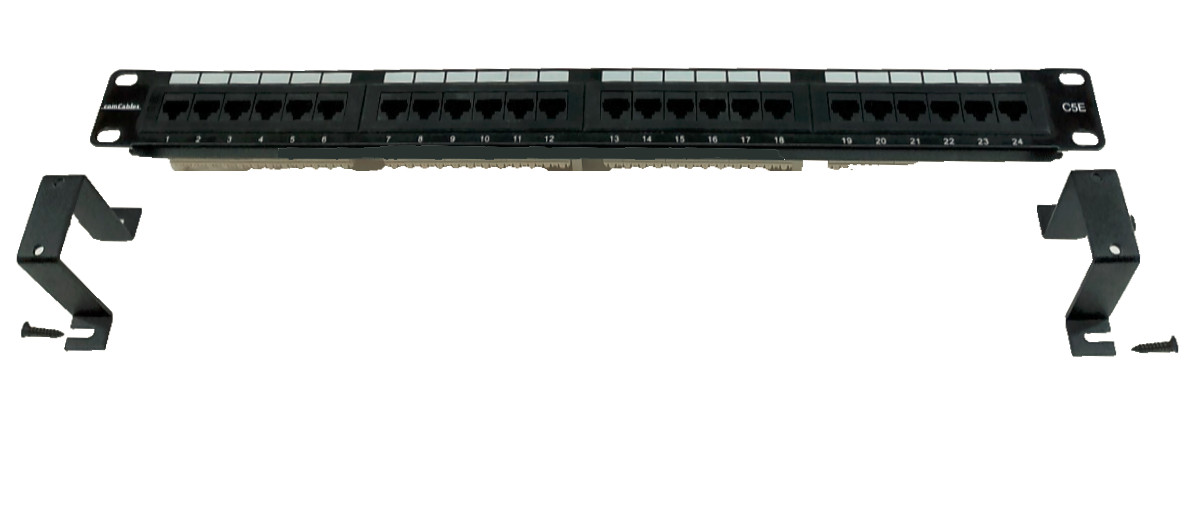 Quick Easy Bracket set to Mount Ethernet Cat6 Cat5e Patch Panel to Wall 1U