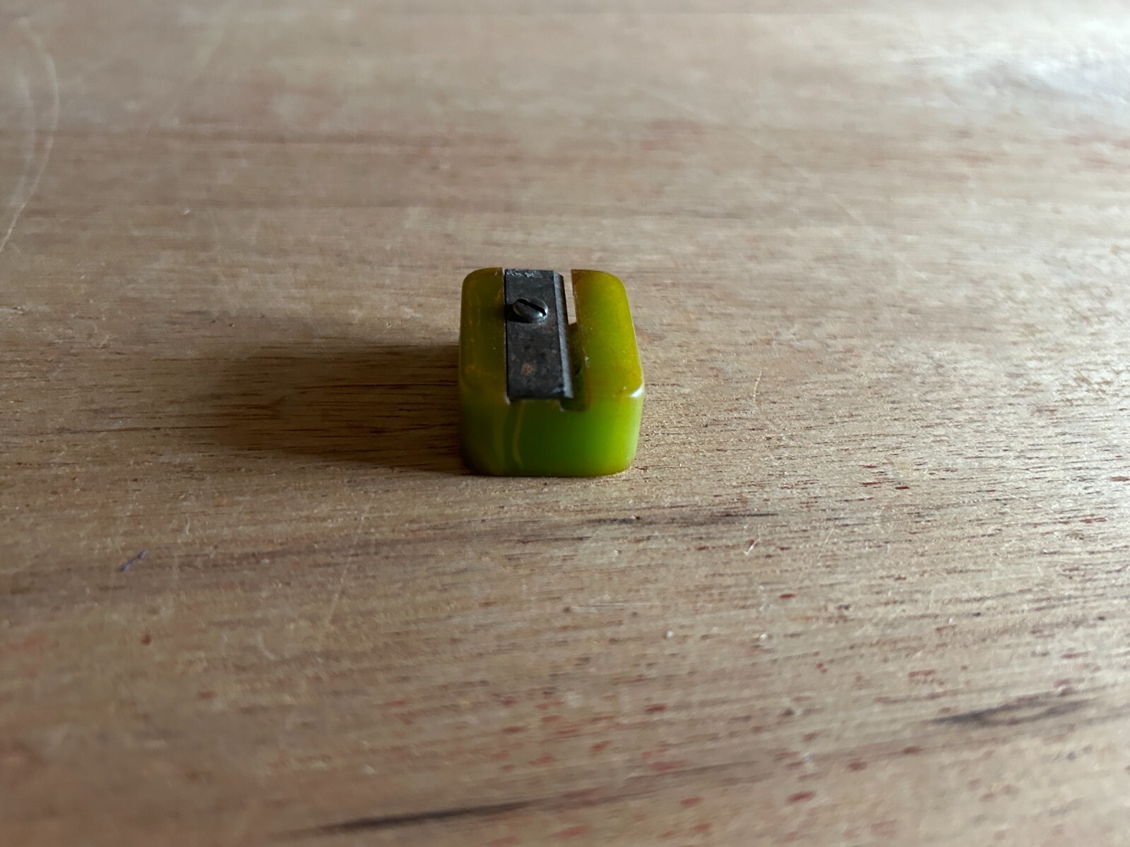 Green Bakelite Pencil Sharpener Catalin Swirled Small School Vintage Rectangle