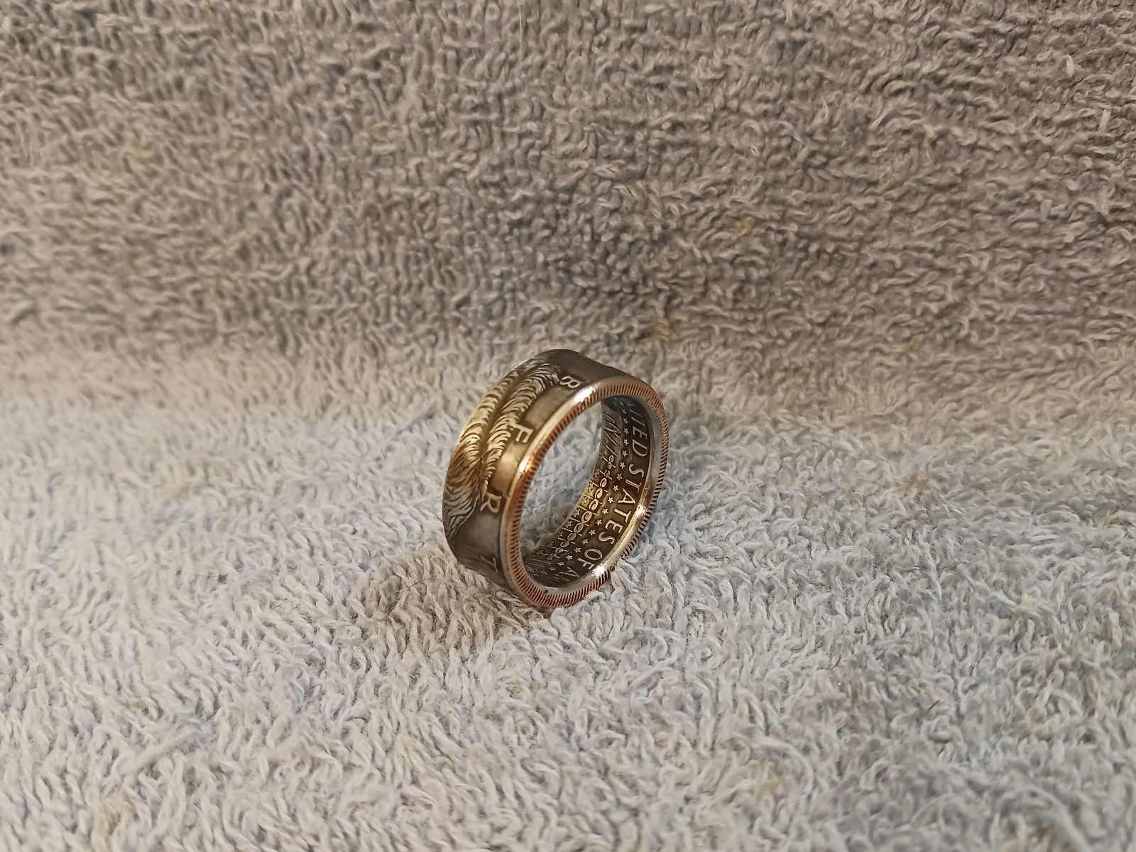 2010 Kennedy Half Dollars size 10 coin ring handmade mixed metals