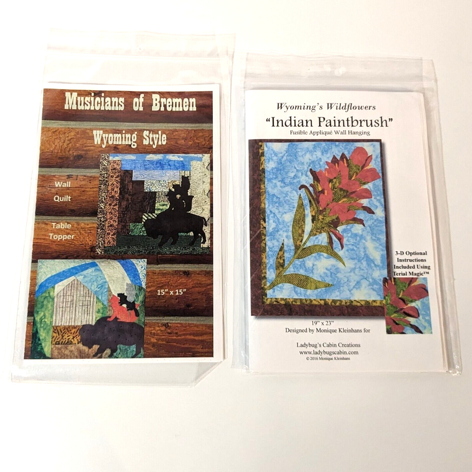 Wyoming Quilt Pattern Book Set of 2, Indian Paintbrush and Musicians of Bremen