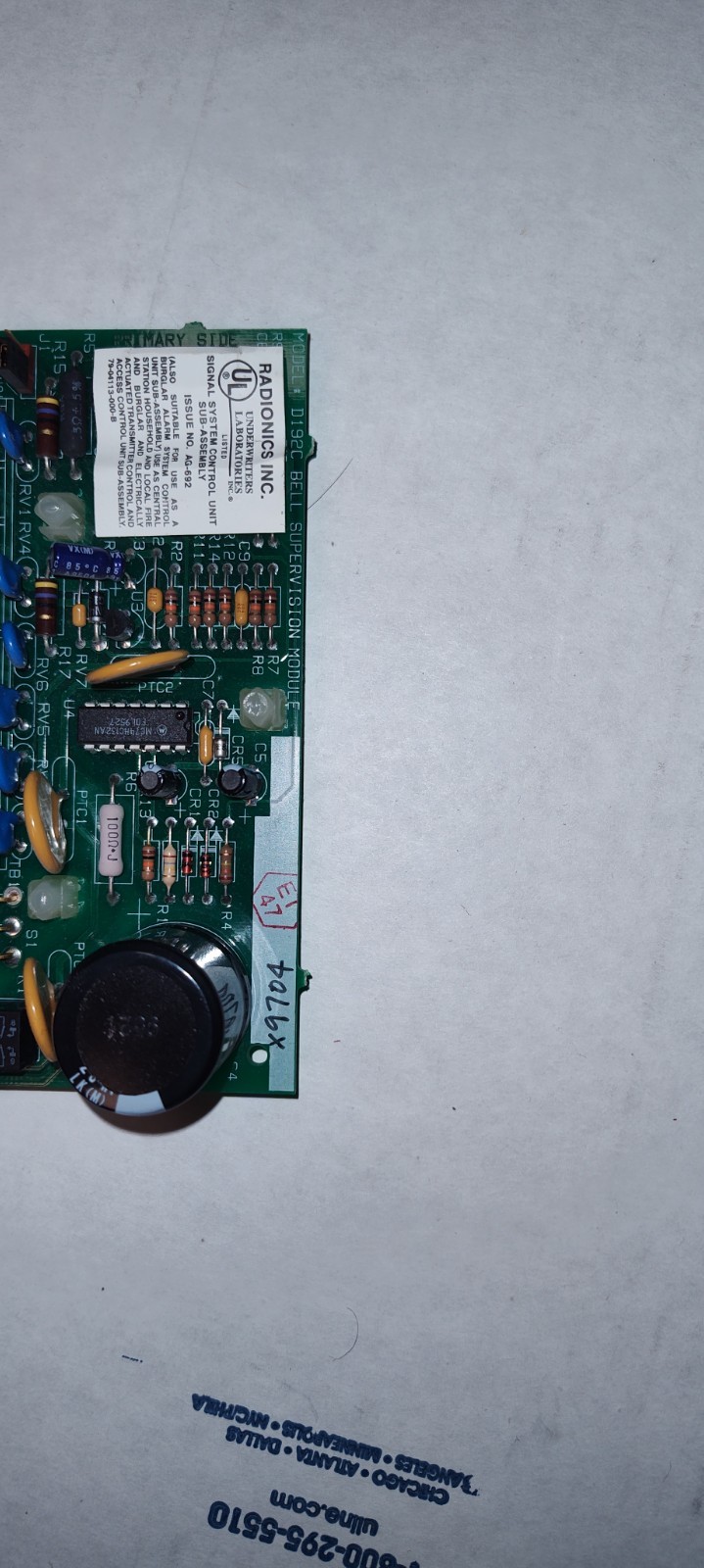 Radionics / Bosch D192C Bell Supervision Module
