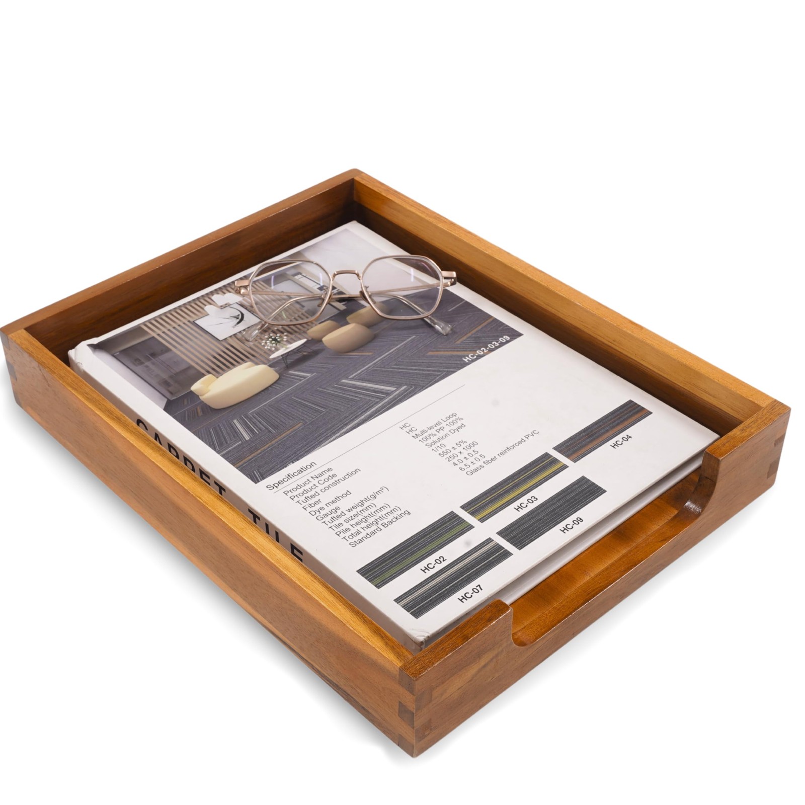 Wood Letter Tray -Load Documents Tray for Office Desktop Organizer - Desk Mag...