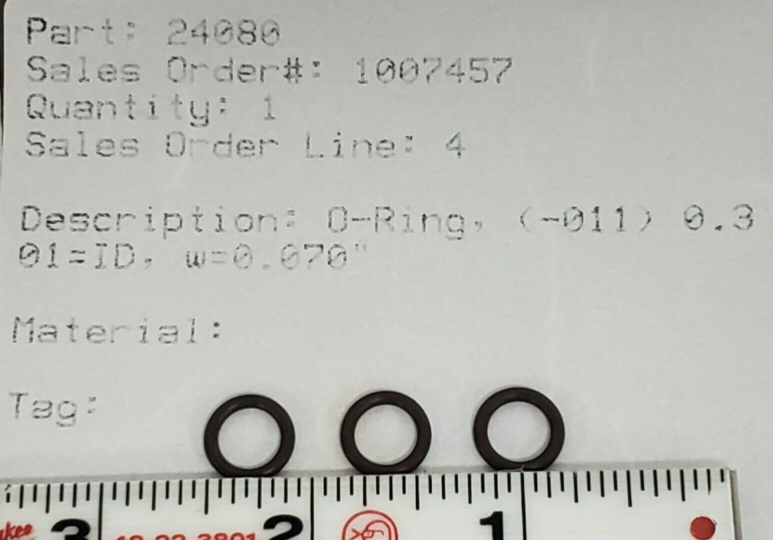 LOT OF 3 NEW BAUMANN 24080 O-RINGS (-11) 0.301=ID W=0.070''